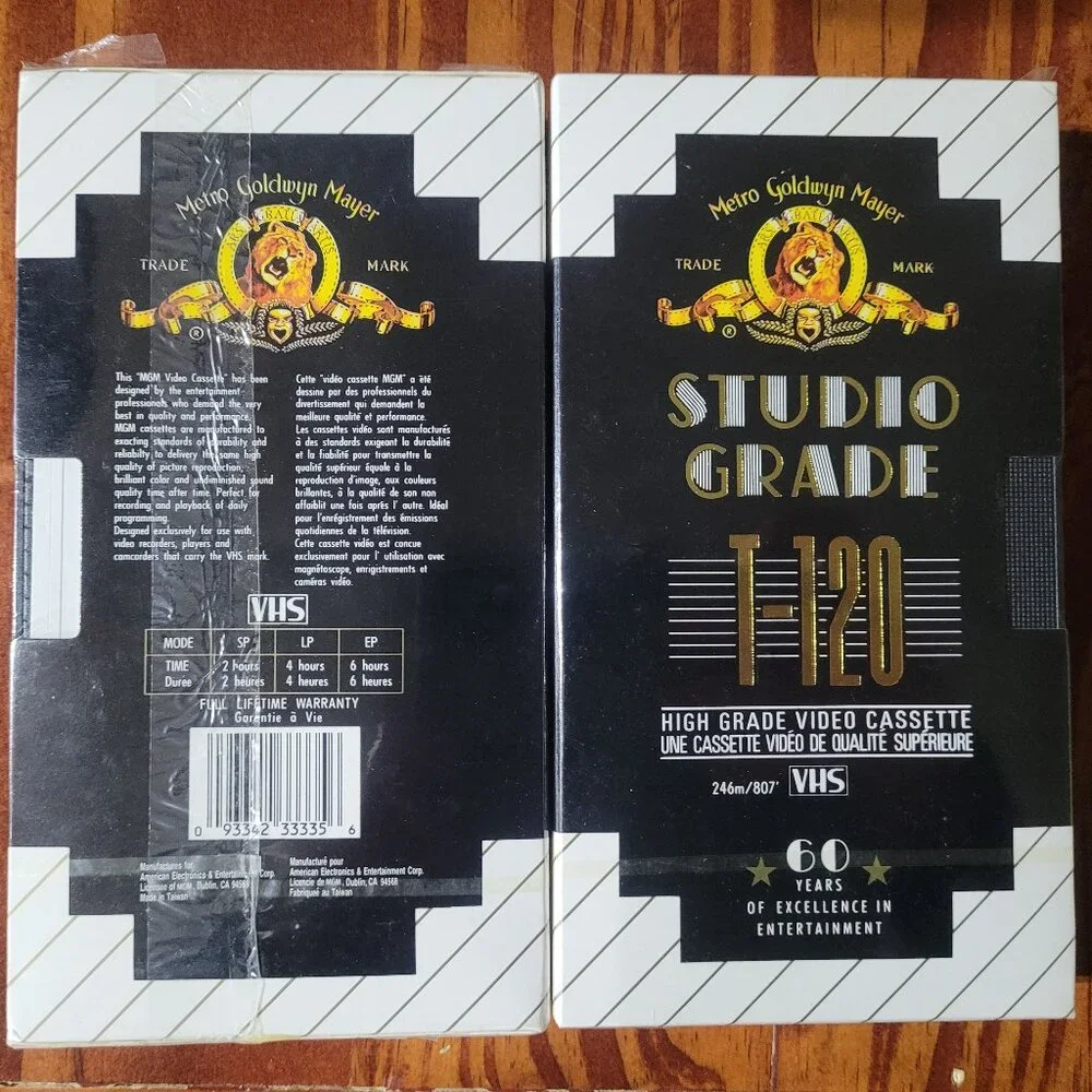 VHS Tapes Sealed Lot of 2 MGM Brand T-120 Cassette